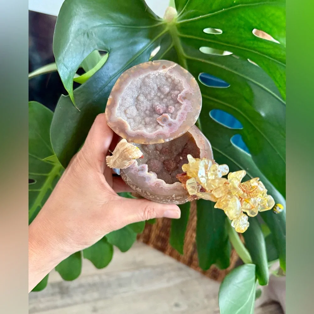Parrot carving on Agate Geode with Citrine Tree - Picture 4 of 6